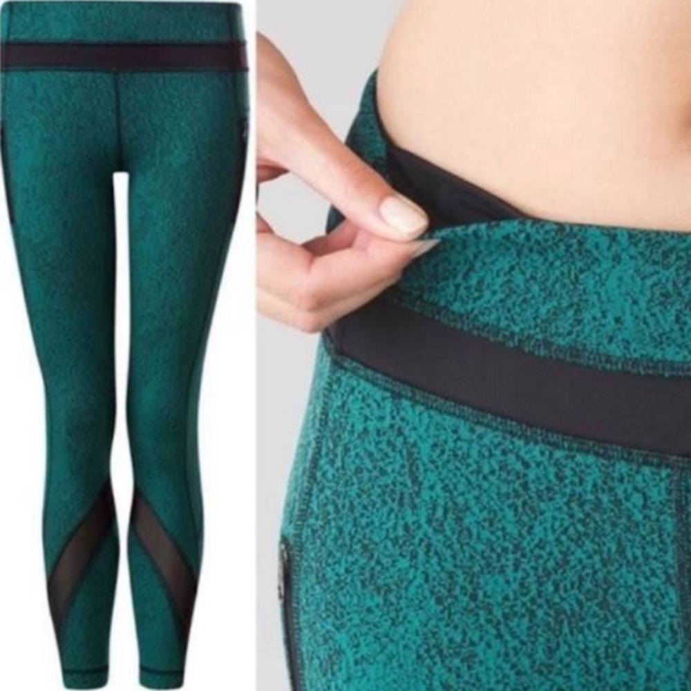Lululemon leggings inspire tinght green spray with zip. - Picture 4 of 8